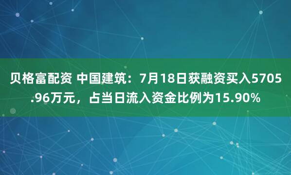 贝格富配资 中国建筑：7月18日获融资买入5705.96万元，占当日流入资金比例为15.90%